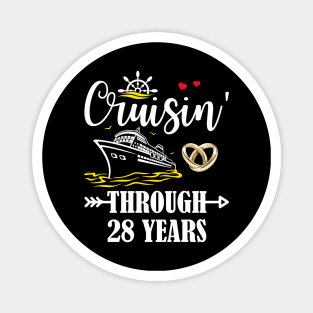 Cruising Through 28 Years Family 28th Anniversary Cruise Couple Magnet